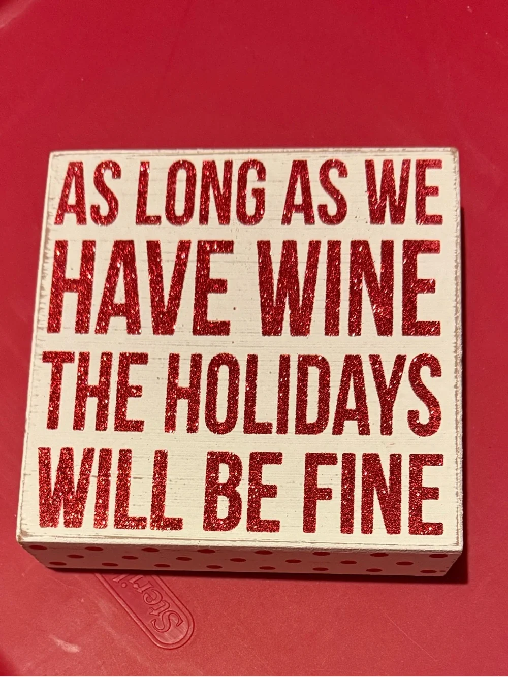 Holiday Wine Glitter Block Sign - Mini Size